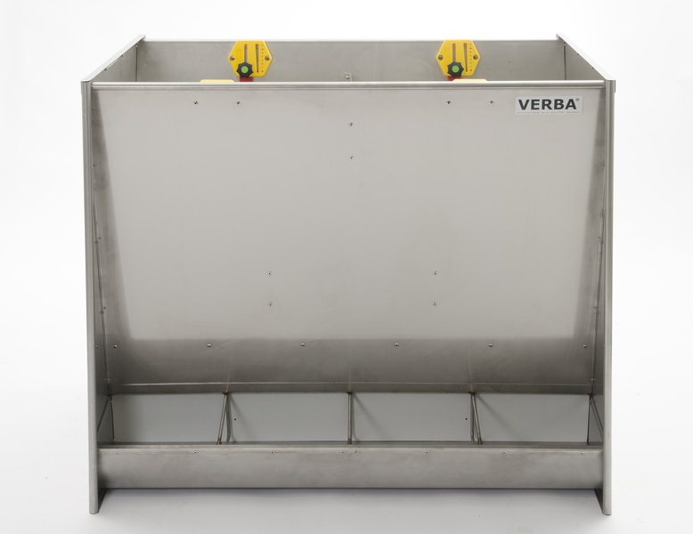 A00-1043D KR Mangeoire en acier inoxydable pour porcs d'engraissement Mangeoire en acier inoxydable pour porcs d'engraissement, 4 compartiments