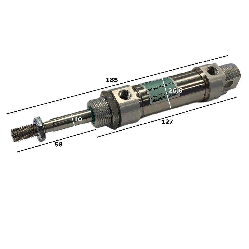 Cylindre en acier inoxydable de 25 mm avec dimensions Cylindre en acier inoxydable Variomix 25 mm