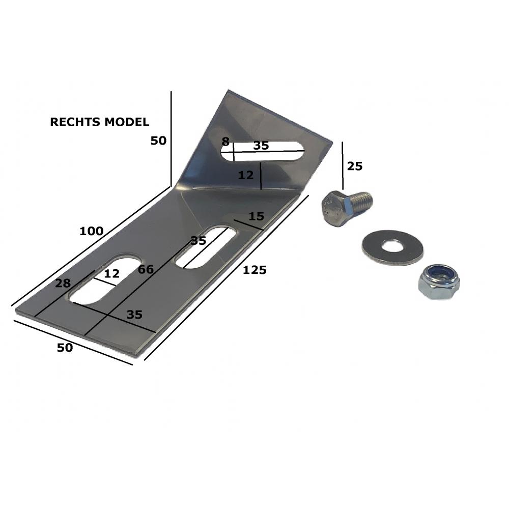 Cornière de fixation en acier inoxydable pour mangeoire à cochons, à droite, modèle Équerre de montage en acier inoxydable pour mangeoires de porcs d'engraissement