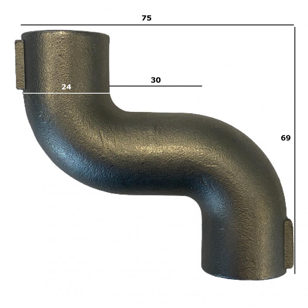 Coude en S en acier inoxydable avec cotes Coude en S en acier inoxydable 1/2" avec indications de dimensions